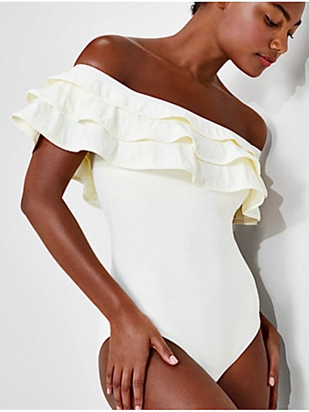 Kate Spade York Palm Ruffle Off-The-Shoulder One-Piece